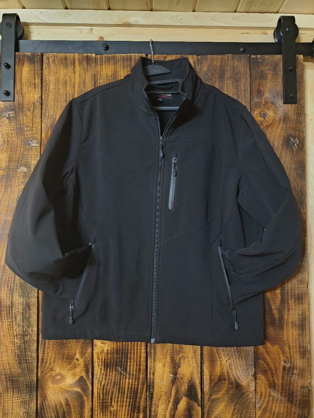 Kirkland Signature Men’s Large Black Softshell Jacket Full Zip Outdoor Work Coat